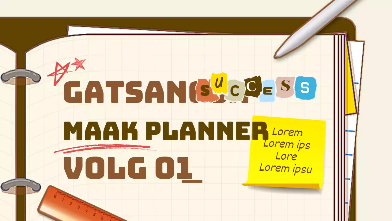 Off-white en bruine nette kantoorbenodigdheden illustratie concept planner schrijven thema