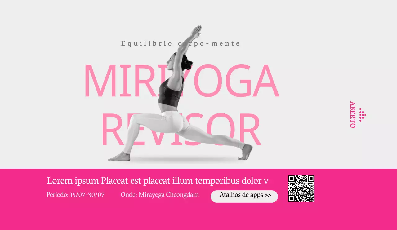 Estilo simples em rosa e cinzento claro para promover e informar os iogues