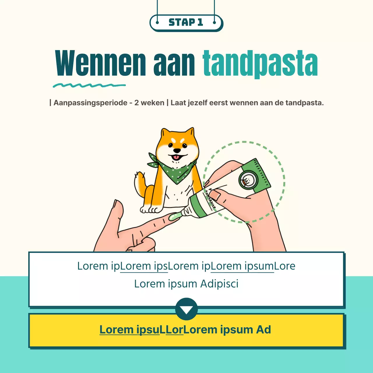 Geïllustreerde hondenborstels in mint en geel