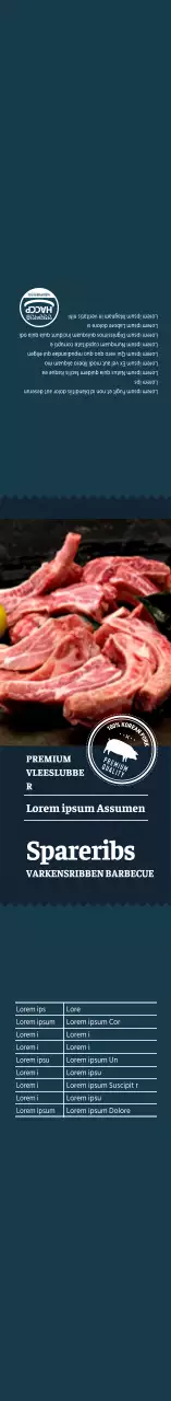 Blauw fotolijstje rugribben vlees