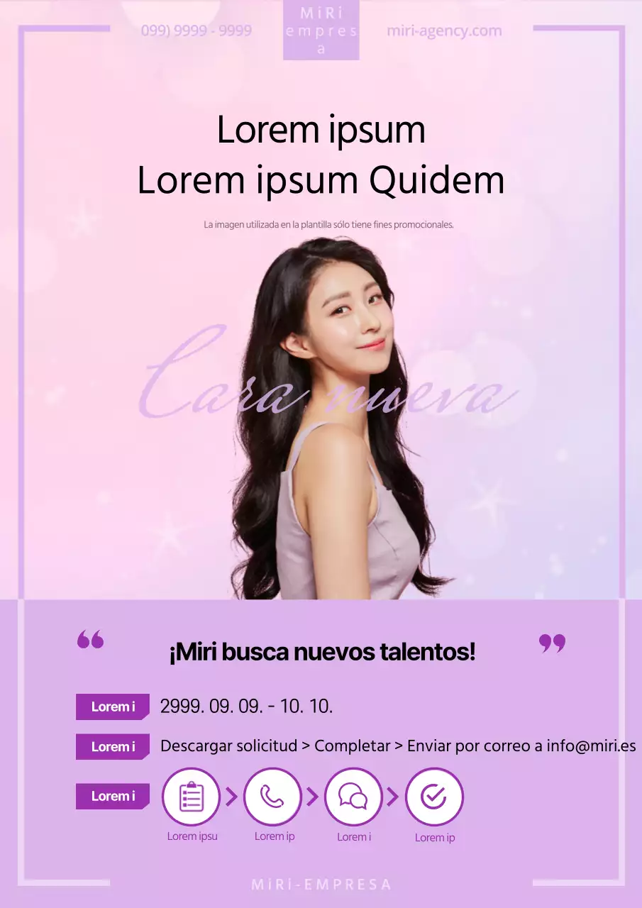 Webposter de contratación de modelos rosa y malva