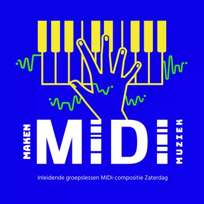 Blauw Geel Linde Groen Eenvoudige Lijn Illustratie Hoog Contrast Conceptueel Midi Compositie Thema