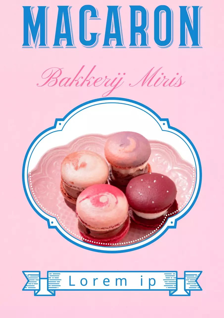 Schattige Macaron Café Gids Ontwerp in Roze en Blauw