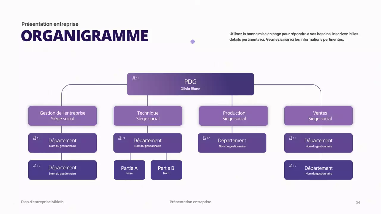 Plan d'affaires avec un concept de dégradé violet