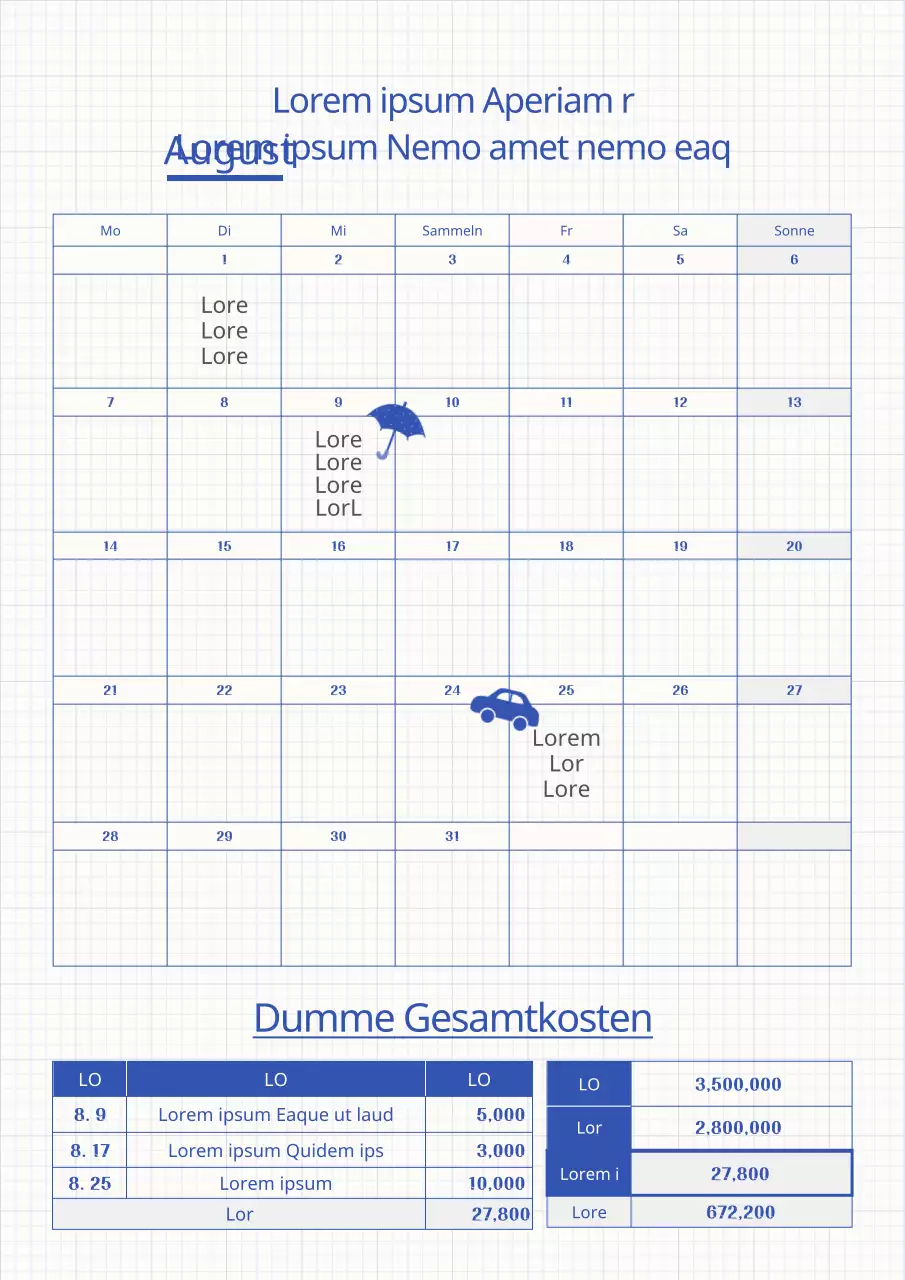 Idiotisches Spesenjournal mit blauem Punkt