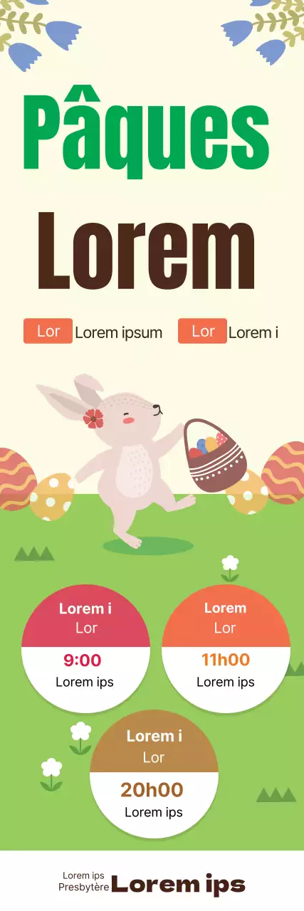 Illustration verte Église mignonne Promotion de Pâques