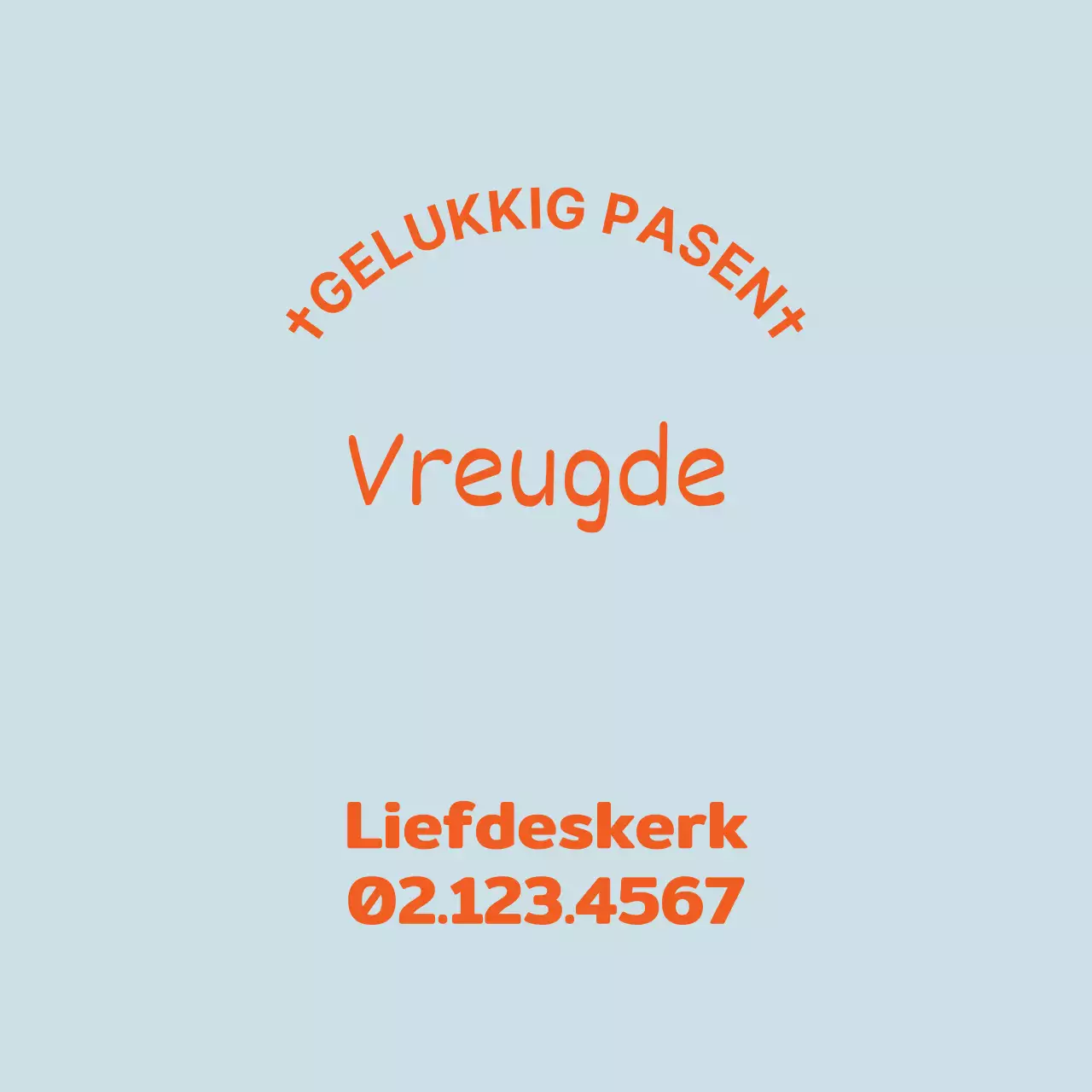 Kerk Pasen label met blauw oranje letters