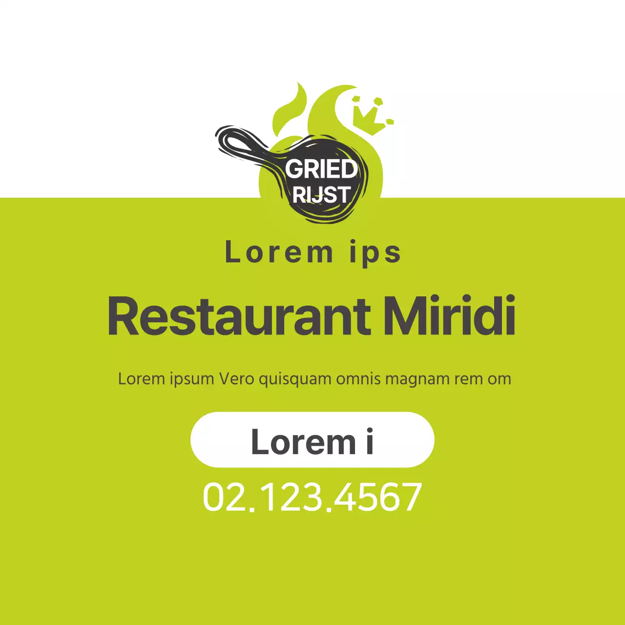 Groen logo netjes restaurant gebakken rijst promotie