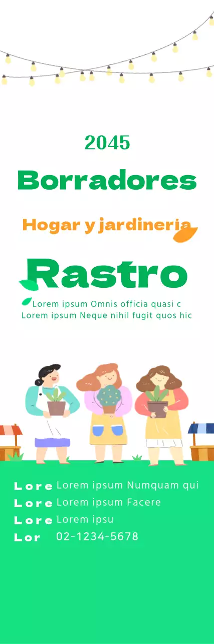 Lindo estilo de ilustración de mercado en verde claro y naranja para información y promoción de mercados