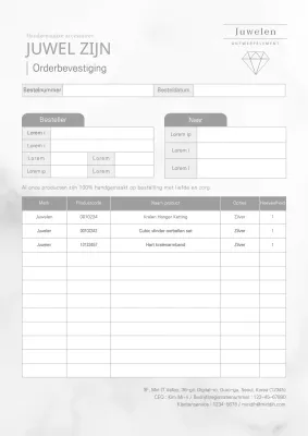 Greytone juwelierswinkel orderbevestigingsdocument sjabloon