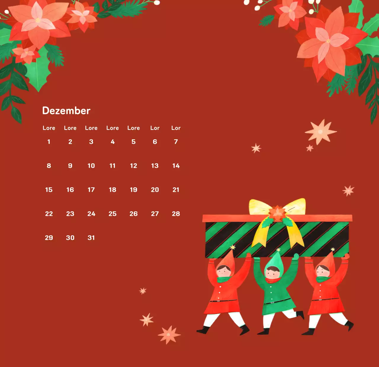 Ein warmer, illustrierter Kalender für das neue Jahr