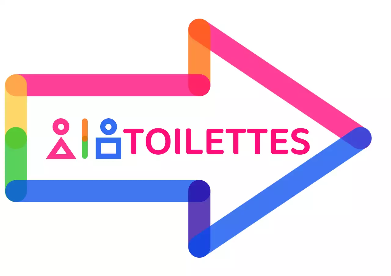 Pictogramme des toilettes coloré et mignon, guide fléché