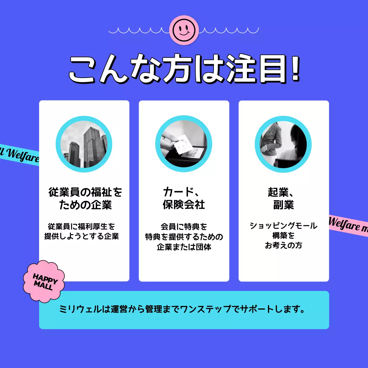 青 シンプル 福利厚生 ポスター Instagram カルーセル