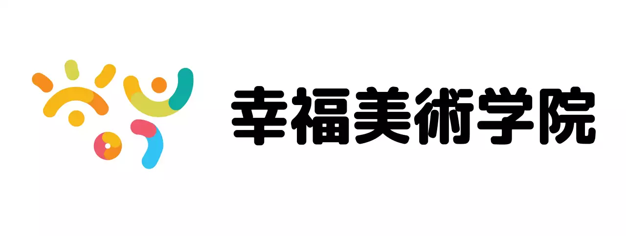 カラフルな色の図形がある美術学院のロゴ。