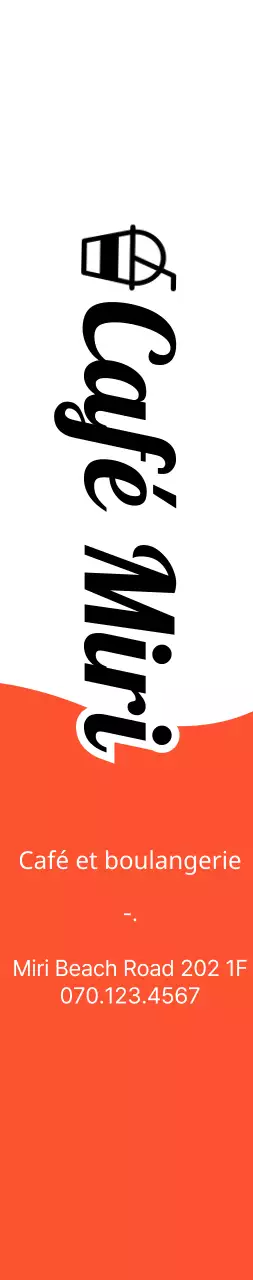 Promotion d'un café et d'une boulangerie avec un concept simple en orange et noir.