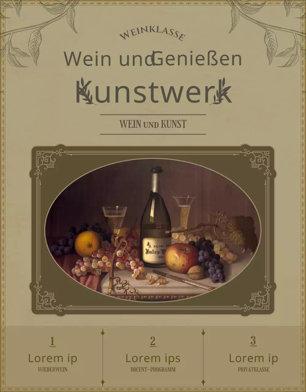 Ein Leitfaden für beigefarbene, Vintage-inspirierte Wein- und Kunstkurse