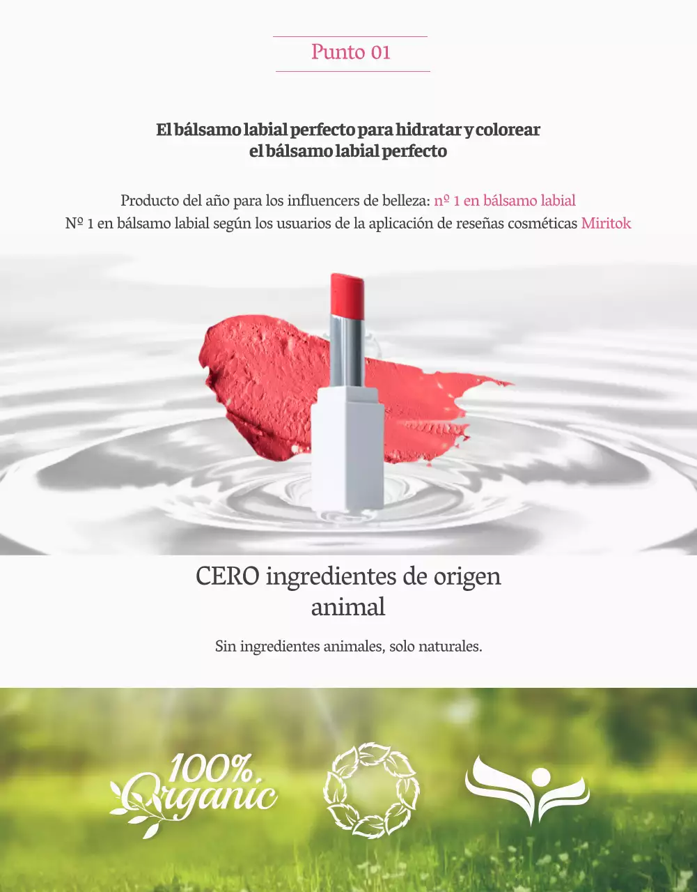 Presentamos un bálsamo labial limpio y elegante en blanco y rosa