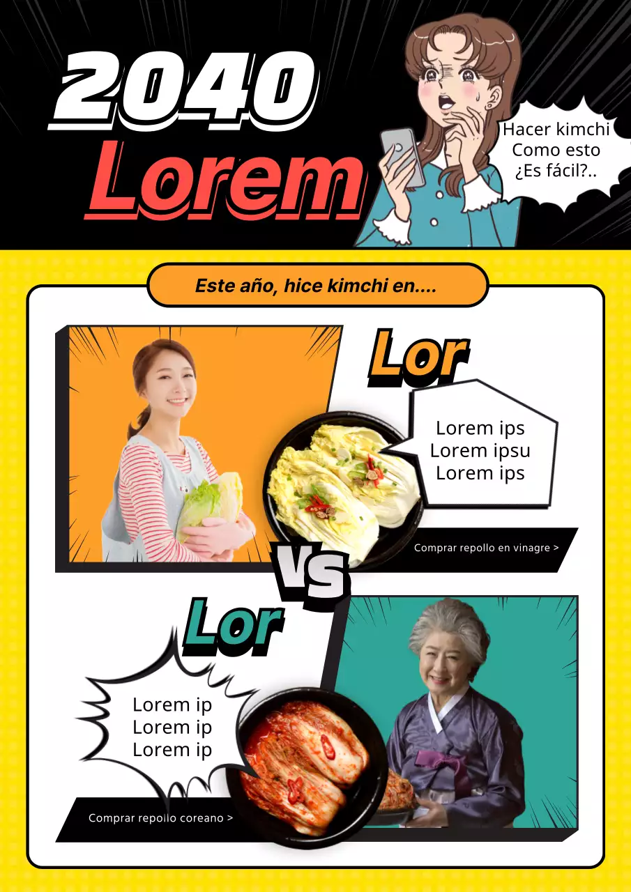 Promocione descuentos en ingredientes para cocinar con un concepto de dibujos animados en negro y amarillo