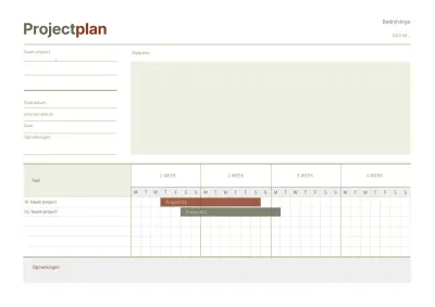Digitaal notitieboek met eenvoudige projectplanner in bruin en groen