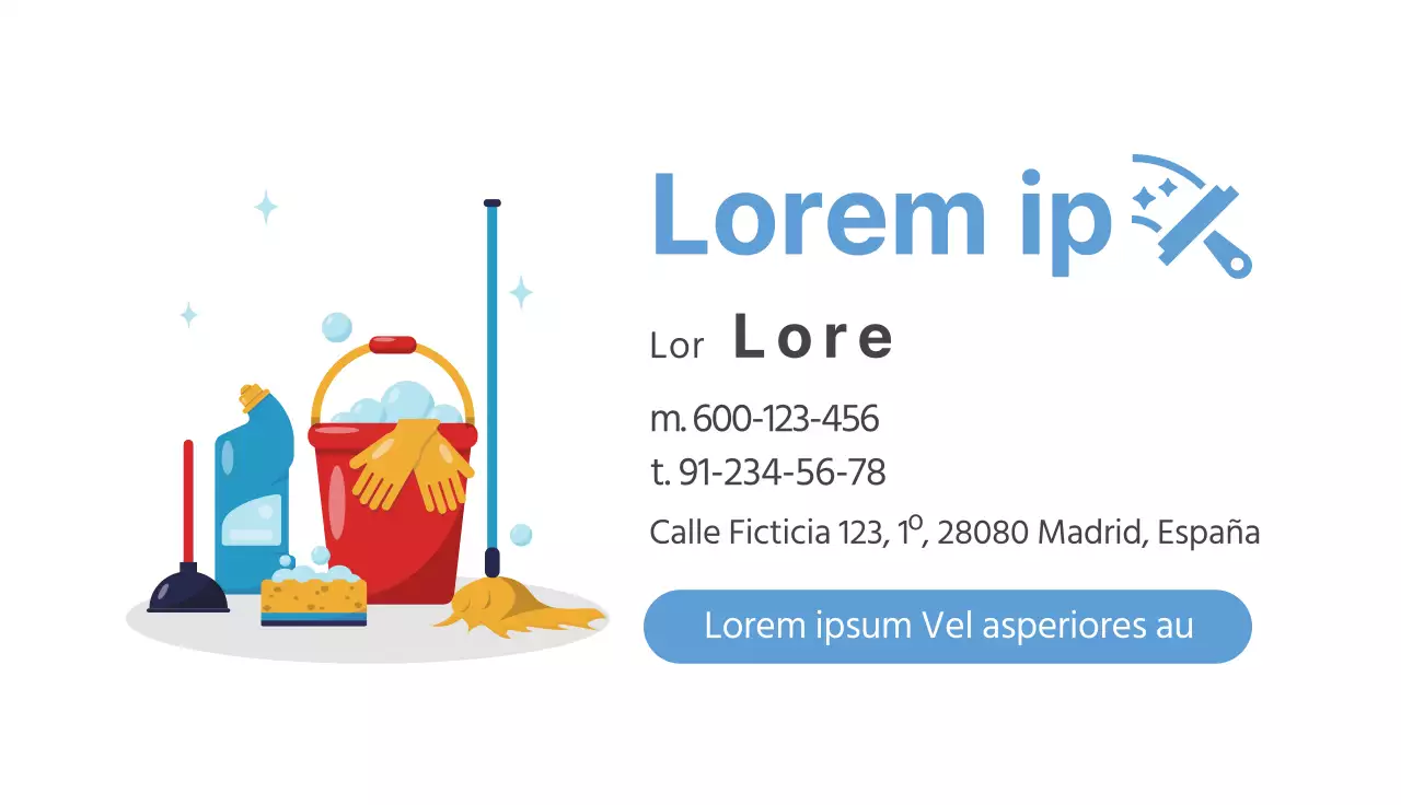 Simpático servicio de limpieza con ilustración azul