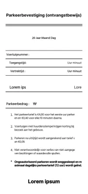 Schone, stijlvolle sjablonen voor parkeerbonnen en -validatie