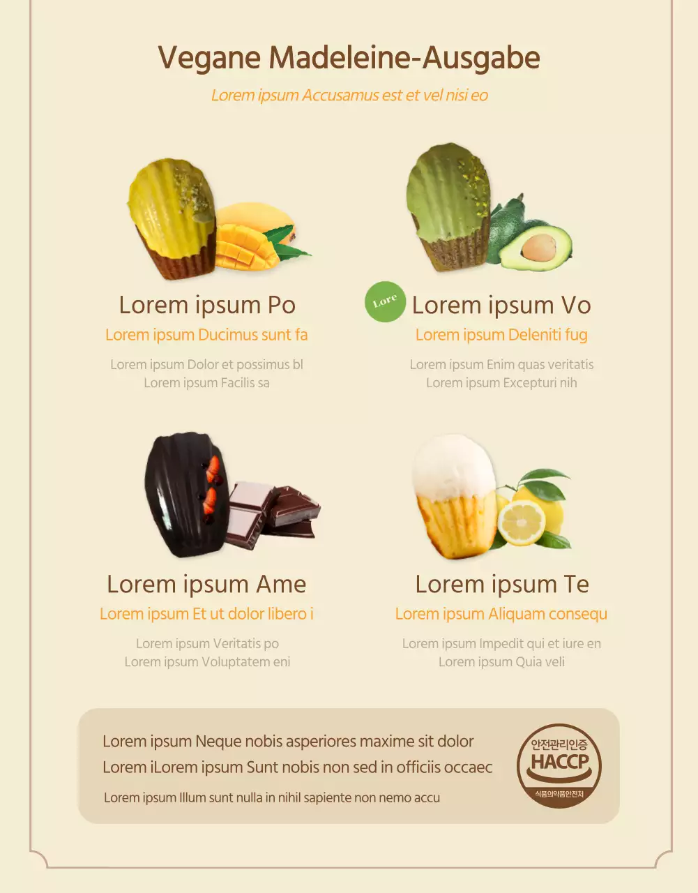 Leuchtend bunte vegane Dessert-Madeleine-Kekse Detailseite