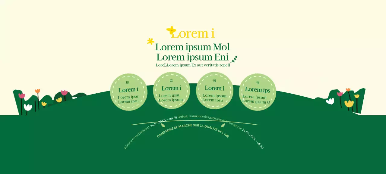 A propos de la campagne verte et jaune pour un style propre de marche au travail