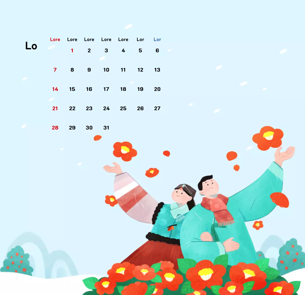 Ein warmer, illustrierter Kalender für das neue Jahr