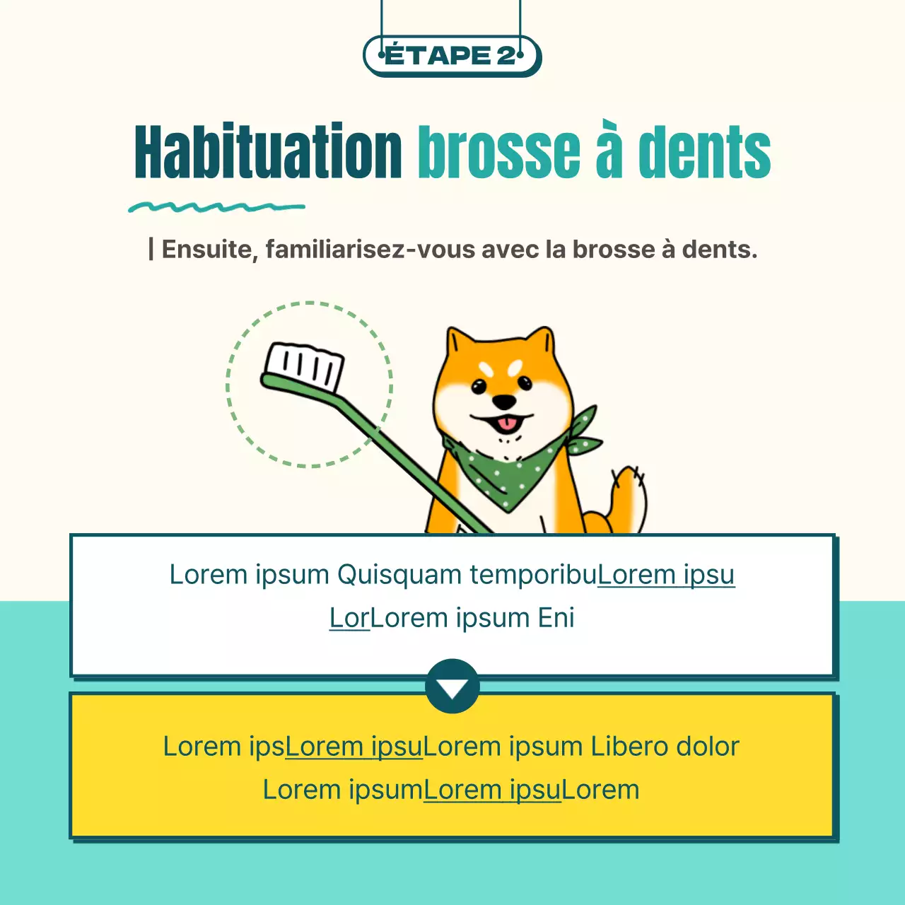 Brossage de chien illustré en menthe et jaune