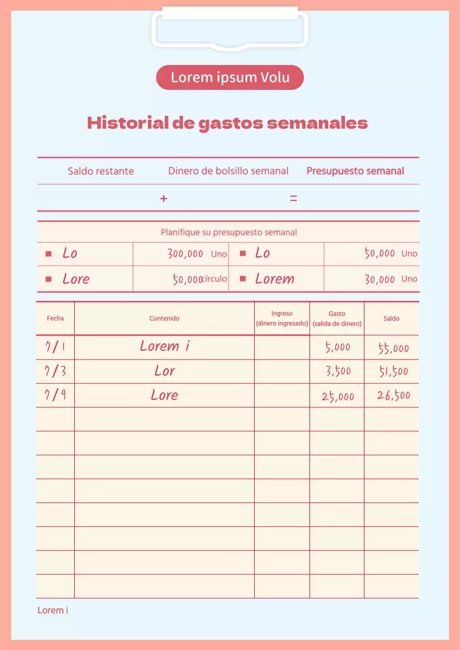 Documentos de entrada de bolsillo rosa y azul