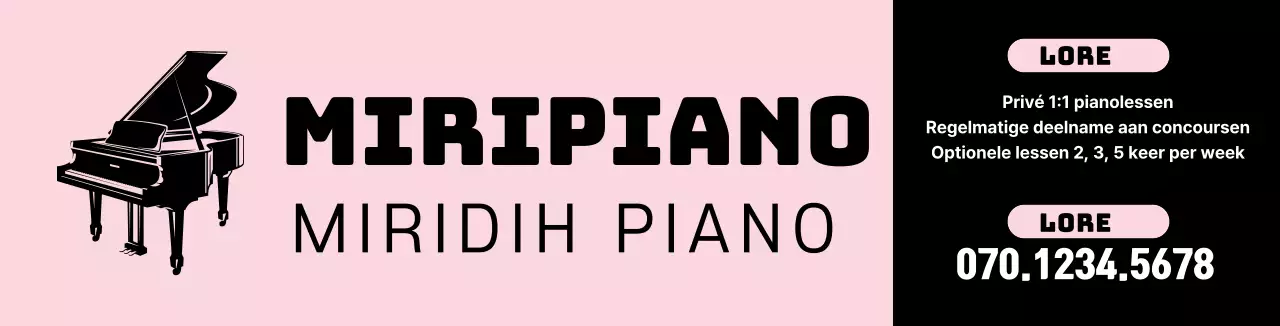 Roze toetsenbordillustratie ter promotie van een muziekschool