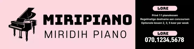 Roze toetsenbordillustratie ter promotie van een muziekschool