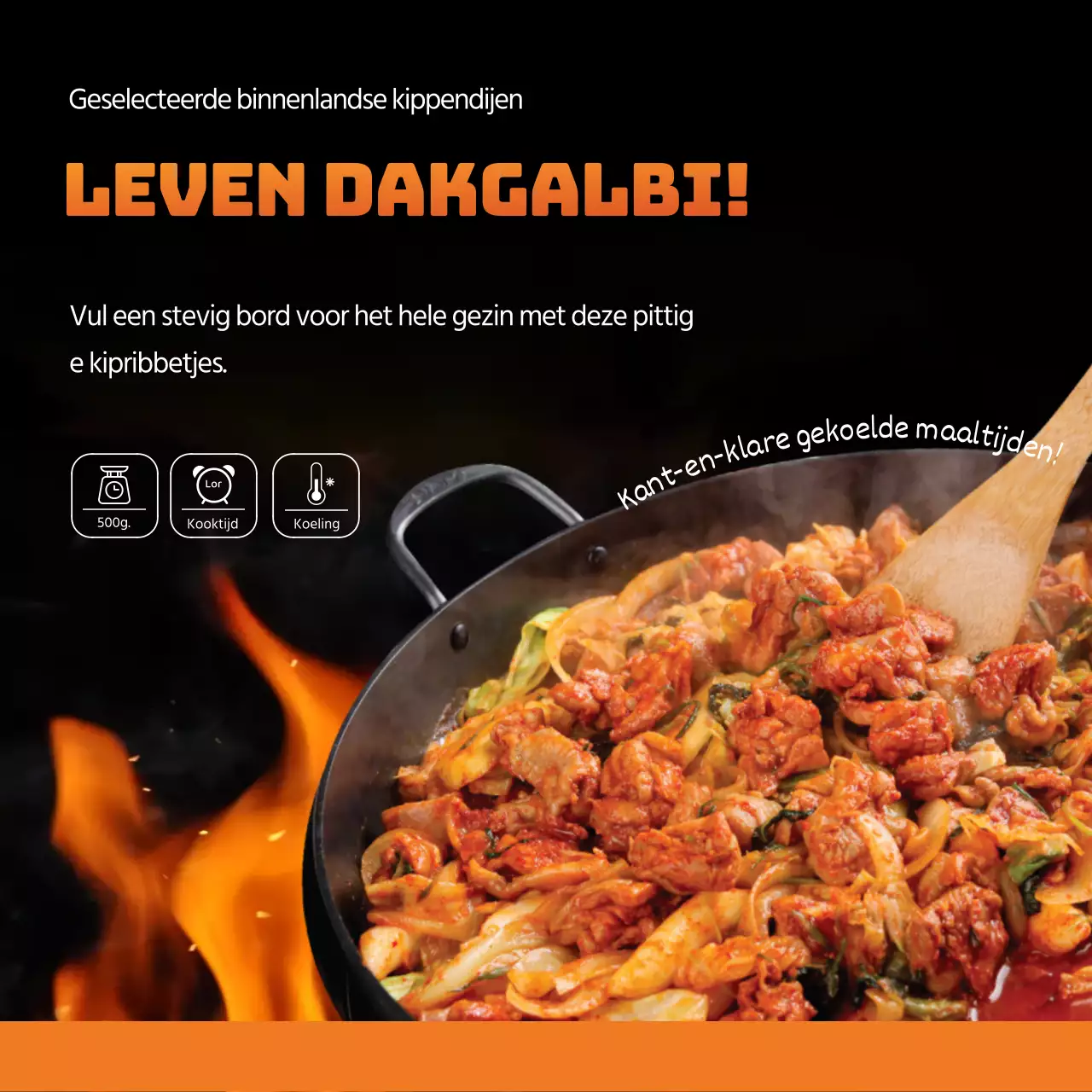 Promoot Oranje Zwart Houtskool Gegrilde Kip Maaltijdpakket