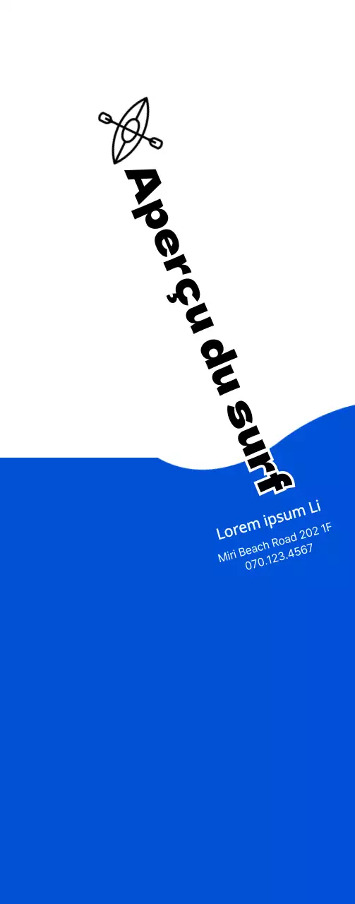 Concept simple en bleu marine et noir pour l'information et la promotion du surf