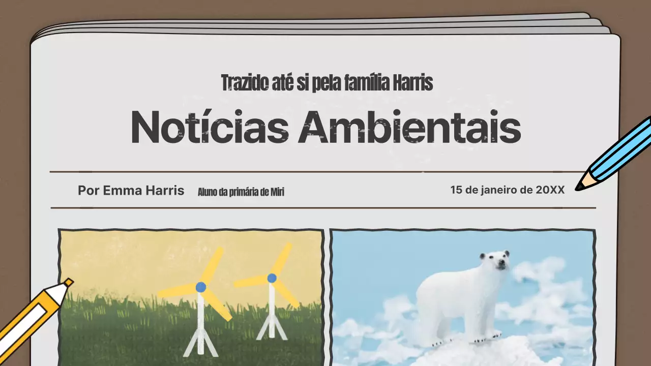 Jornal ambiental da família da escola primária