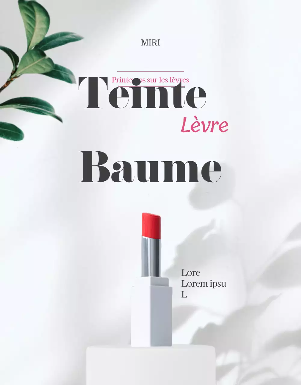 Voici un baume à lèvres propre et élégant en blanc et rose