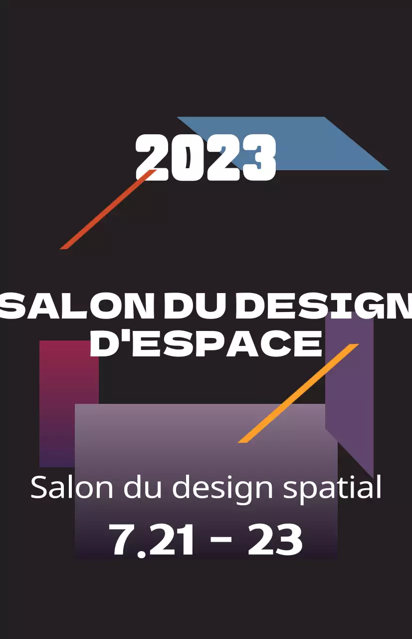 Promouvoir un salon de l'aménagement de l'espace grâce à des illustrations colorées de formes et de textes.