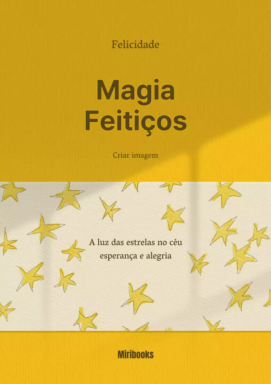 Feitiço da felicidade com fundo amarelo e faixa branca em forma de estrela