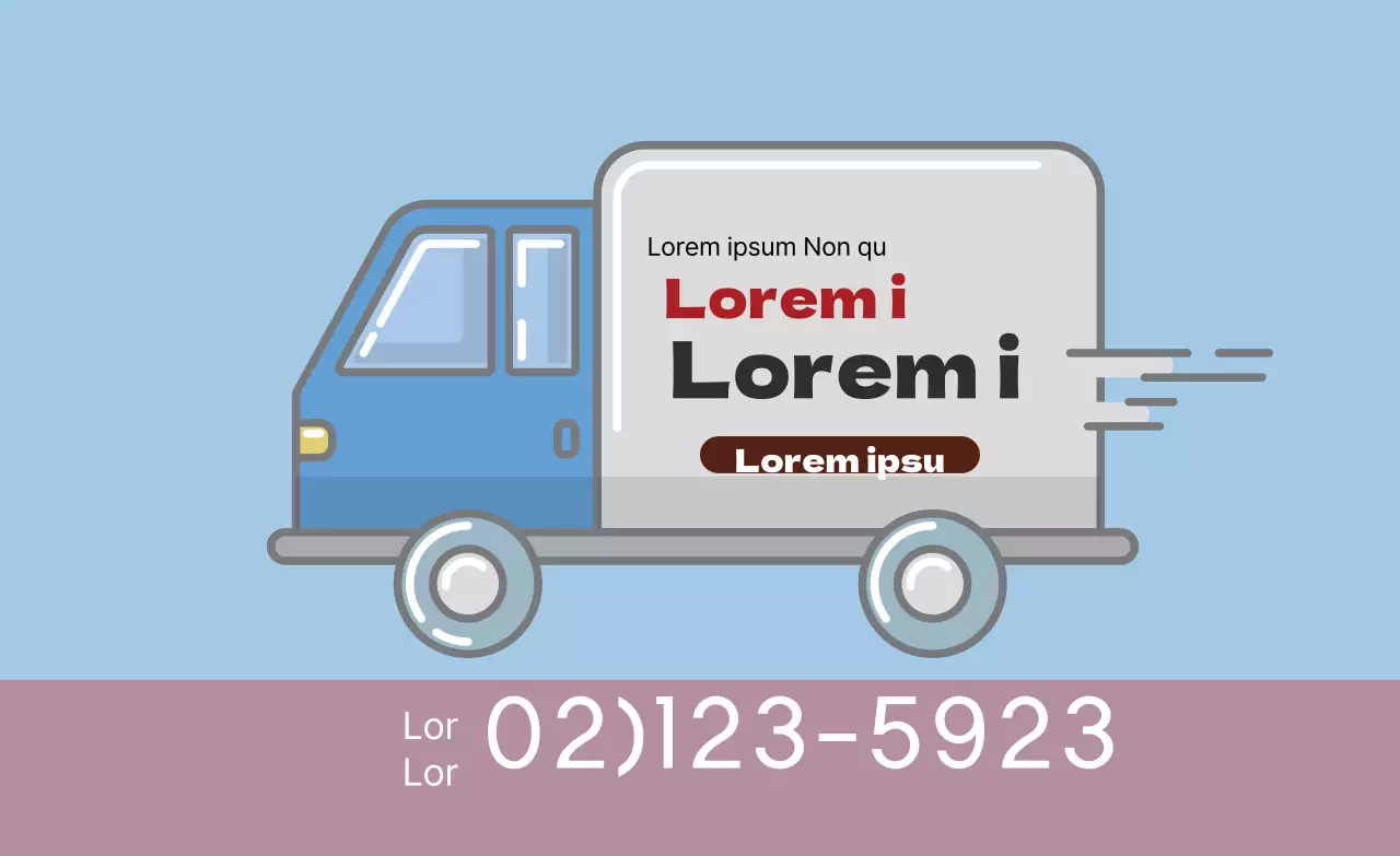 Illustration bleue promouvant un transport de marchandises soigné