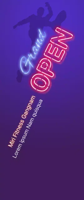 Concept simple de néon en violet foncé et bleu marine pour la promotion du fitness