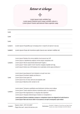 Le formulaire de retour d'échange du shopper de couleur ivoire