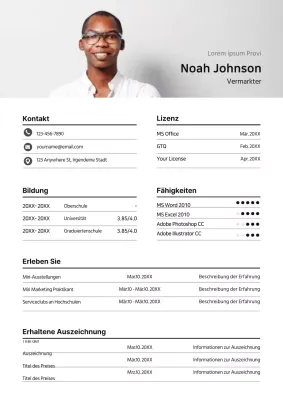 Graues, sauberes Konzept Lebenslauf-Formular