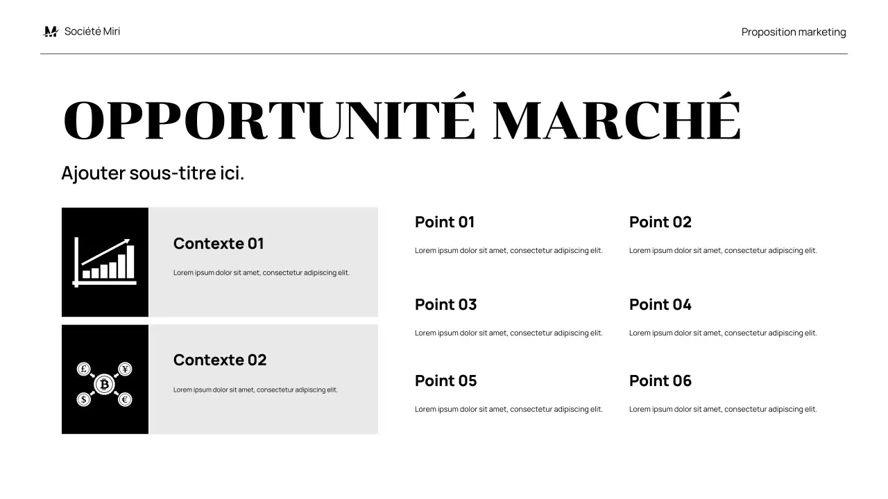 proposition de marketing moderne noir
