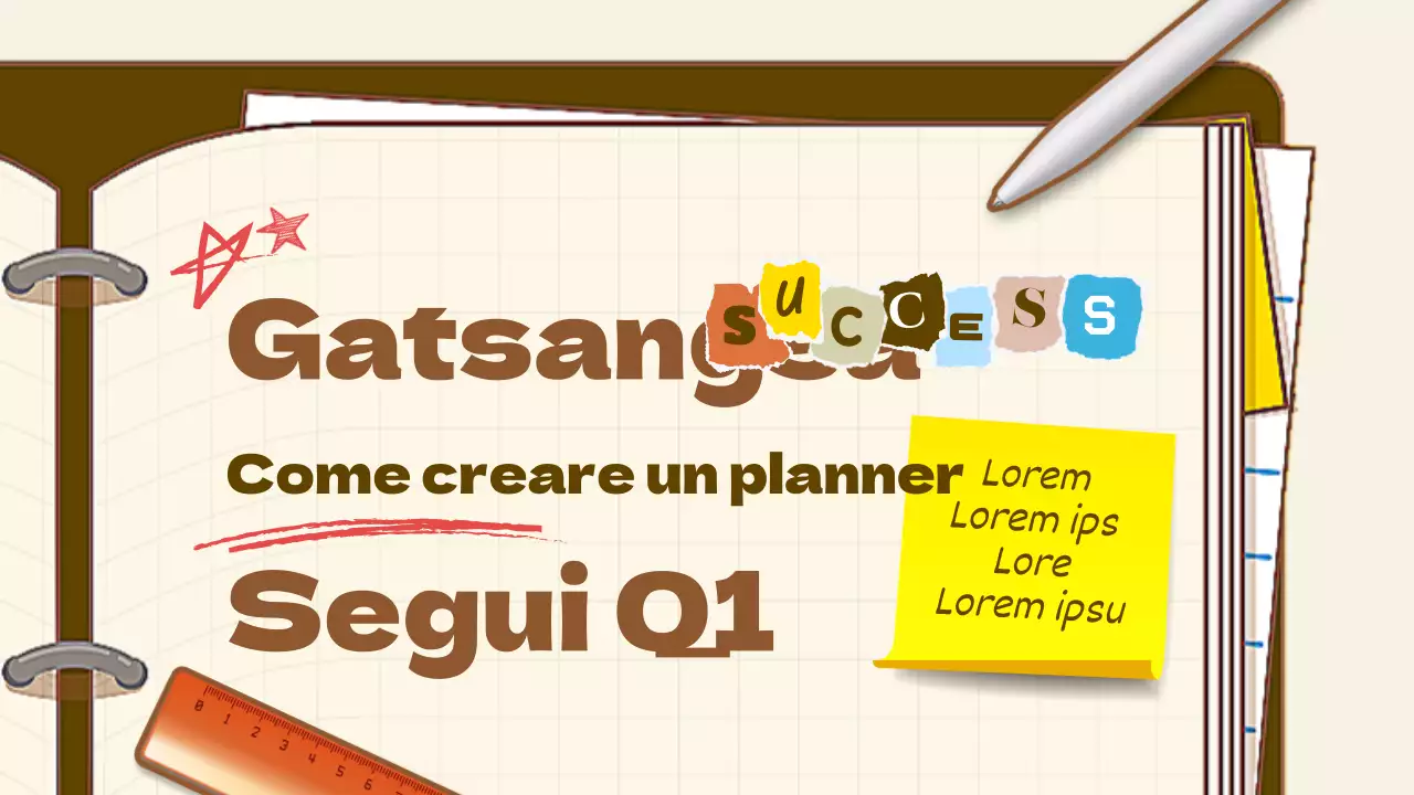 Off-white e marrone ordinata forniture per ufficio illustrazione concetto planner scrittura tema