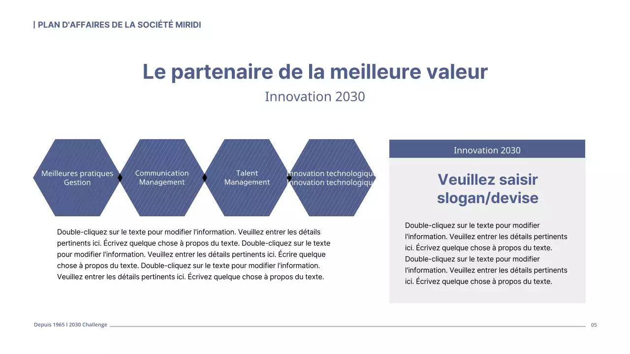 Un plan d'affaires simple dans les tons marine