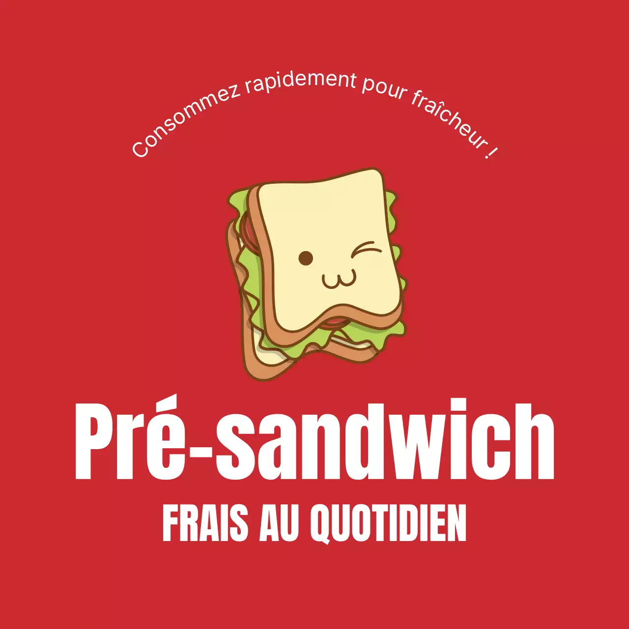 Étiquette sandwich rouge illustrée