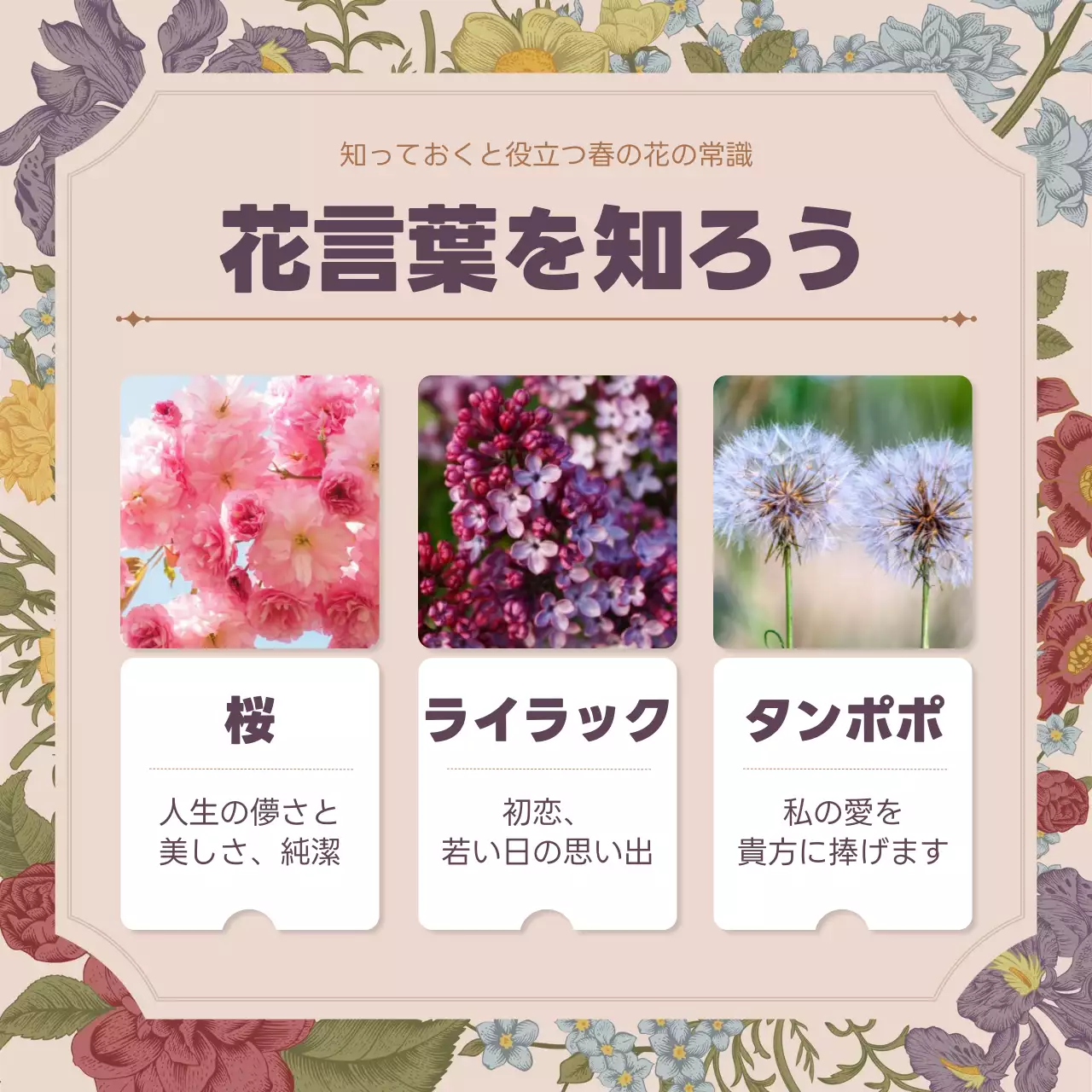 カラフル 上品 花 パンフレット Instagram カルーセル