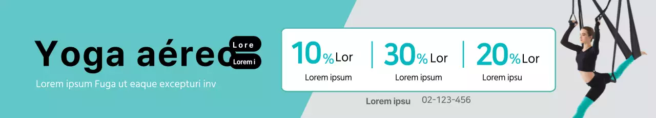  Sencillo banner promocional de yoga volador en color menta