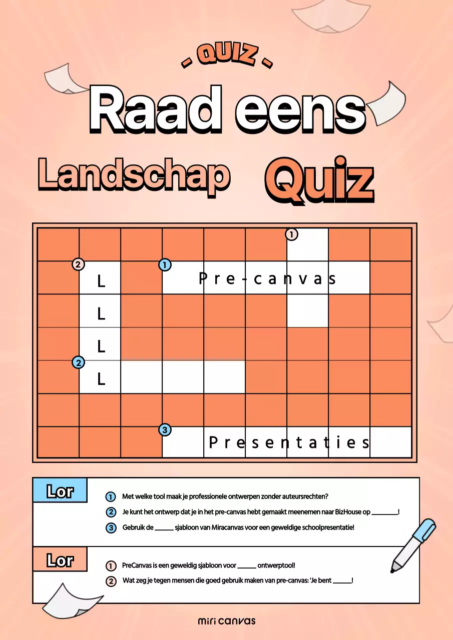 Een oranje en schattig concept kruiswoordraadsel