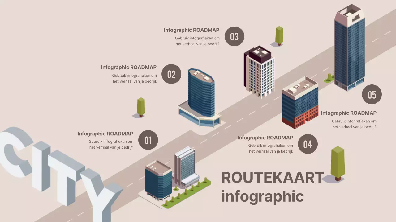 Wegenbouw illustratie in bruin Wegenkaart infographic voor bedrijf